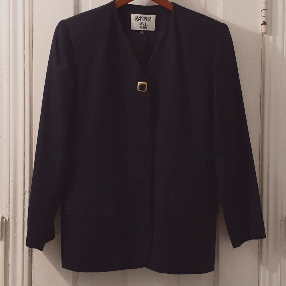 KASPER ASL Skirt & Blazer Set-Navy color